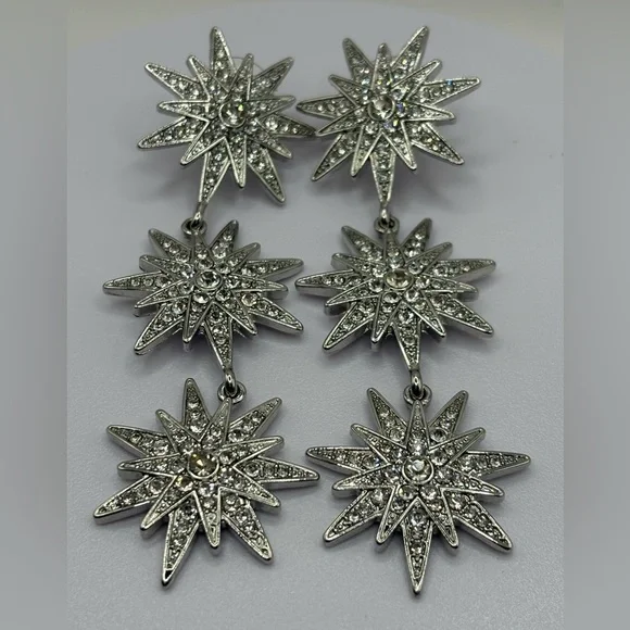 BRIDAL👰 CRYSTAL 🌟 STARBURST Earrings PAGEANT 👸 SWAROVSKI - Picture 6 of 9